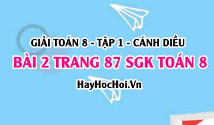 Giải bài 2 trang 87 Toán 8 Tập 1 SGK Cánh Diều